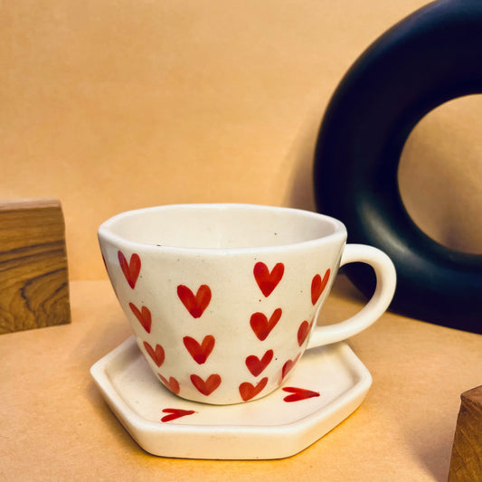Heart Latte Cup with Saucer